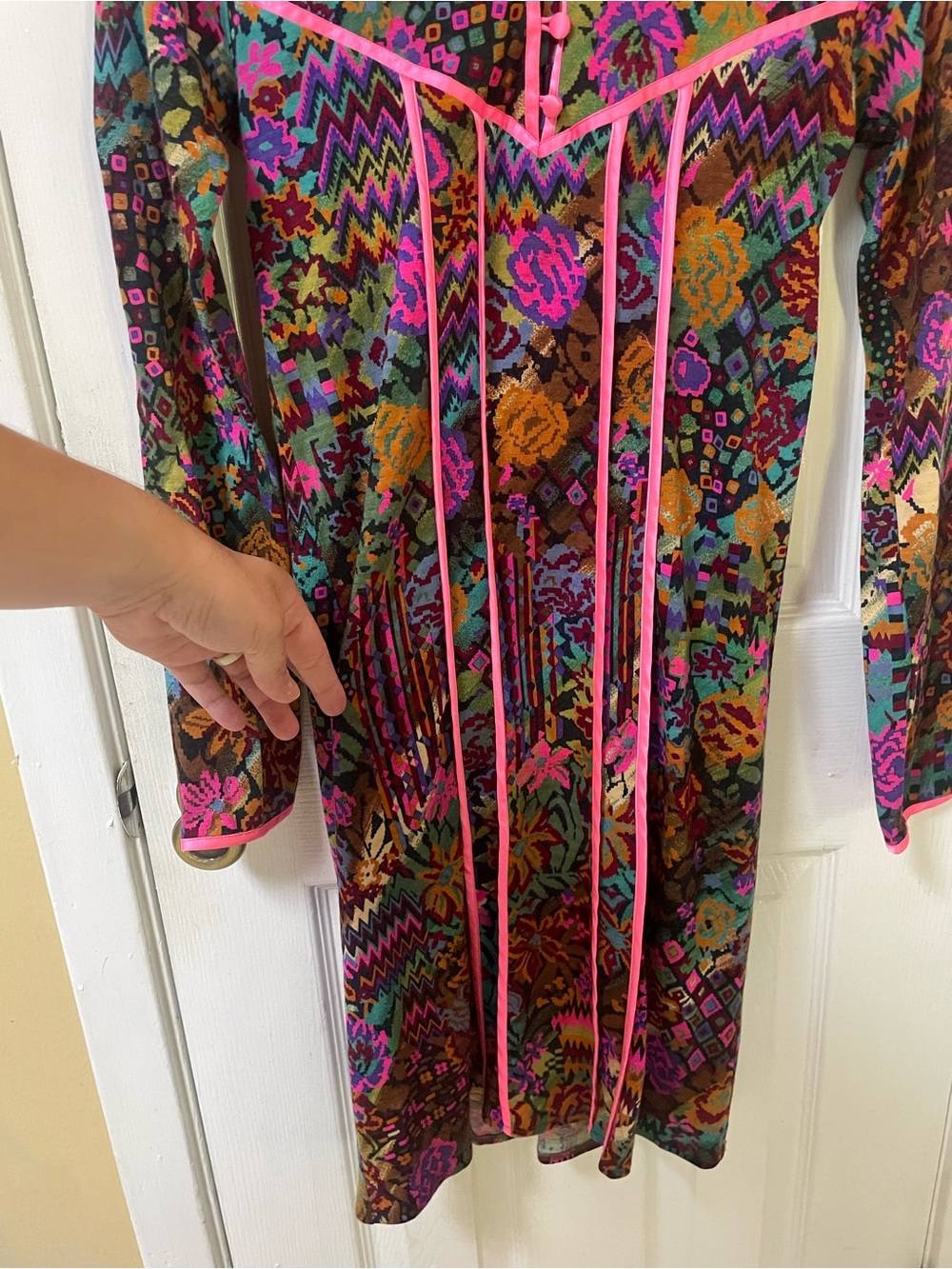 Matthew Williamson Dress Size 6 Colorful Wool Button Geometric Boho Abstract - Picture 5 of 11